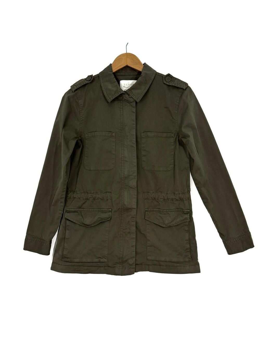 Hinge Women’s Size Small Green Cotton Blend Collared Casual Utility Jacket